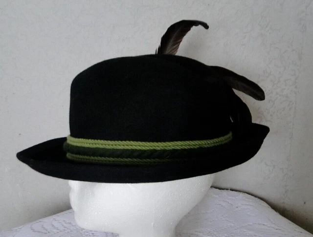 Chapeau Tyrolien En Cuir Vintage - Taille L, Couleur Beige-Jaune, Pièce Unique, Neuf Sans Étiquette