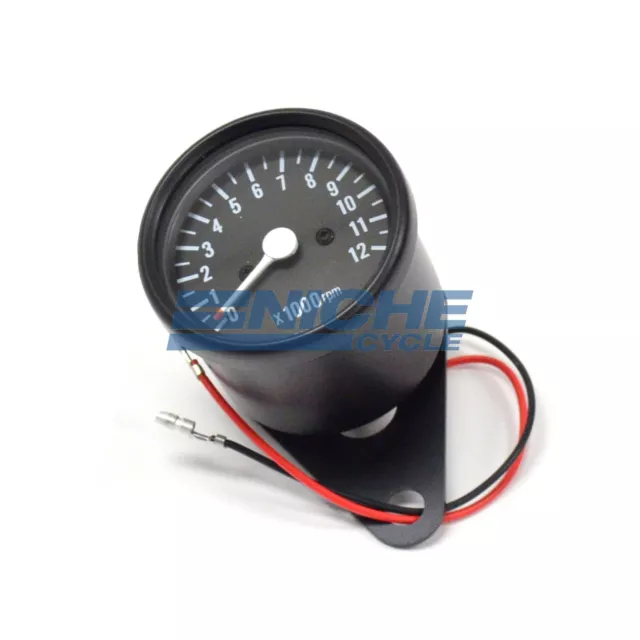 Mini Tach with Clamp Universal Black Motorcycle Mechanical Tachometer Gauge 1:5