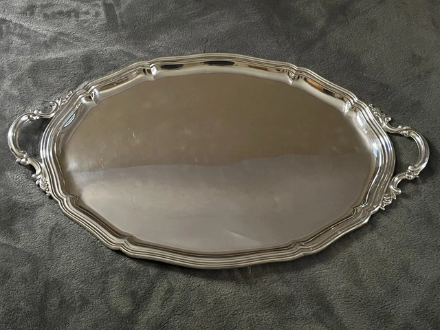 Large German 925 Sterling Silver Serving Tray by Emil Herman Waldstetten WOW!
