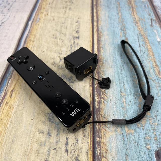 Original OEM Black Wii Controller RVL-003 Remote With Motion Plus Adapter Tested