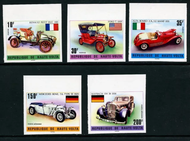 Burkina Faso 362-64, C206-207, 1975 Flags And Old Cars, Imperf, Mnh (Bf003)