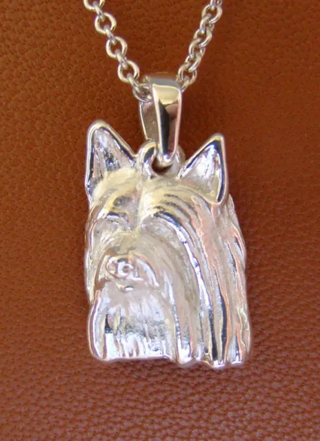 Small Sterling Silver Silky Terrier Pendant