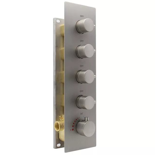 HOMEDEC Modern Solid Brass Concealed 4-Function Thermostatic Shower Diverter Mix