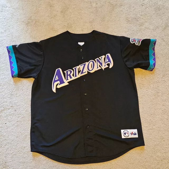 Arizona Diamondbacks 2001 World Series Patch Majestic Black Jersey Size 3XL