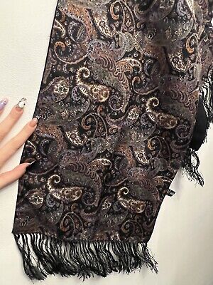 Liberty of London- vintage silk scarf/ black with paisley print-RARE piece!