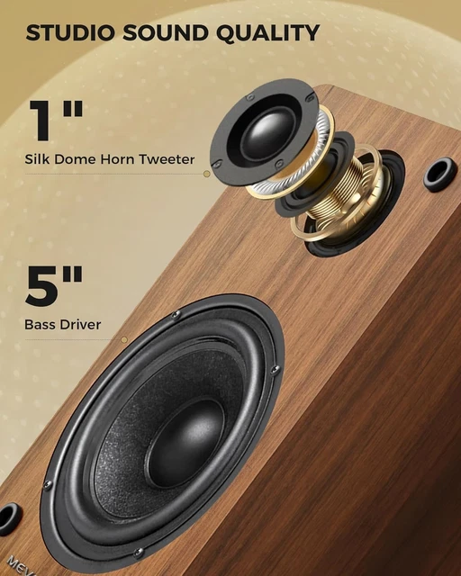 ACTIVE BOOKSHELF SPEAKERS 36W RMS - BT 5.4 Wireless PC Speaker with 5 ...