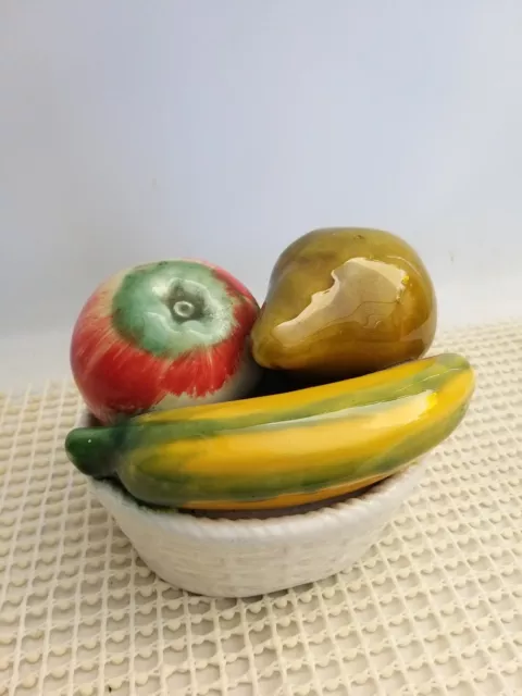 Vintage BOWL OF FRUIT Ornamental Ceramic glazed, Made In Portugal Hand Painted