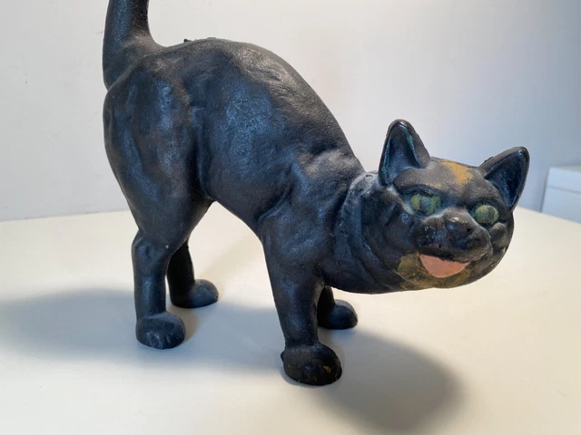 Vintage Cast Iron Black Cat Doorstop
