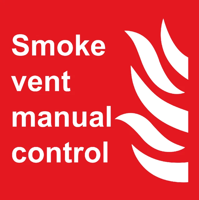 FIRE SIGNAGE SMOKE Vent Manual Control Sign Adhesive Gloss Sticker ...
