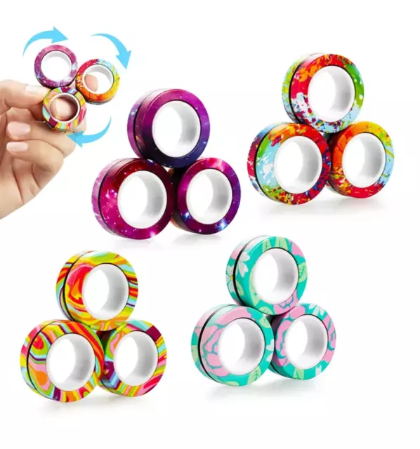 Magnetic Rings Fidget Finger Spinner -  Sensory Toy - Autism ADHD Stress Relief