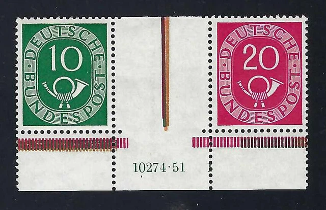 Bund Posthorn Unterrand Zusammendruck WZ 1 postfrisch mit HAN