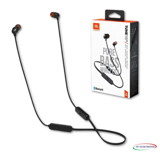 JBL Bluetooth Kopfhörer In-Ear Pure Bass Wireless Tune 115 schwarz Kabellos