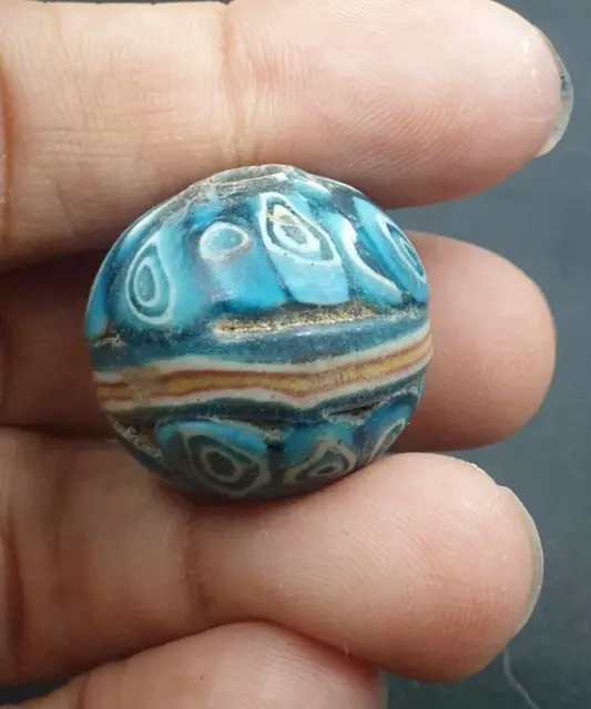 Antique Islamic  Multiple White Eyes Protection Mosaic Old Glass Bead Pendant