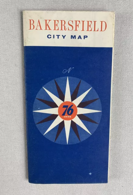 Vtg 76 Union Oil Travel City Map Bakersfield California 1950S Petroliana