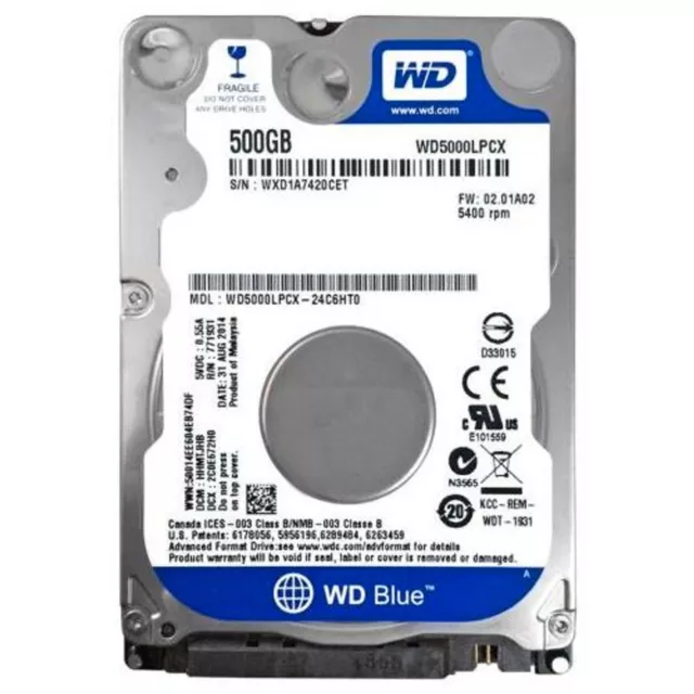 Disque Dur 500gb Western Digital SATA 2,5 " Wd5000lpcx Intérieur Note [