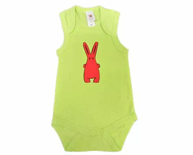 Baby Body Kalle Fux Handmade Hand Printed Green Animal Rabbit Red Size 68