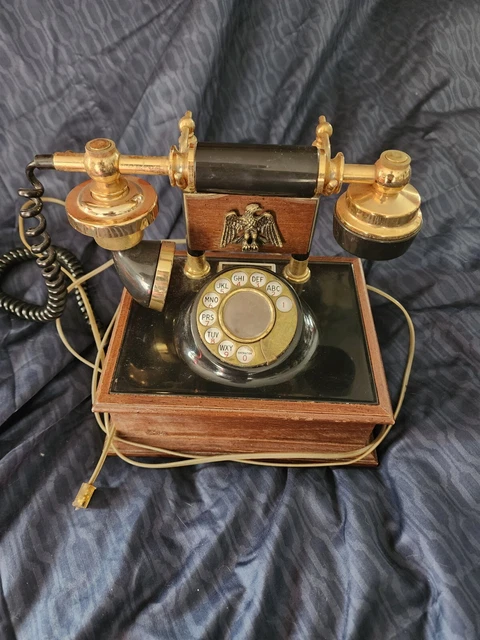 Vintage 1970-80s Reproduction Western Electric Wood Desk Telephone