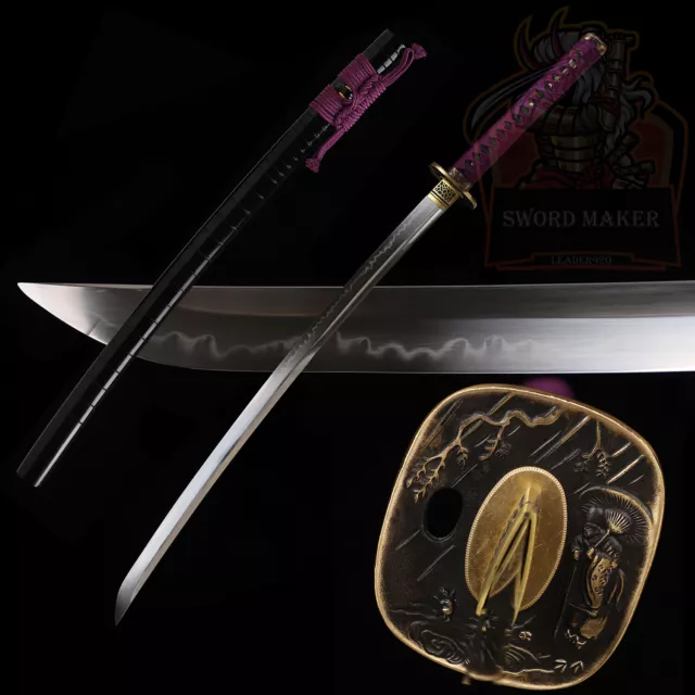 Unokubi Zukuri Japanese Katana Sword Full Tang T10Steel Clay Tempered Real Hamon