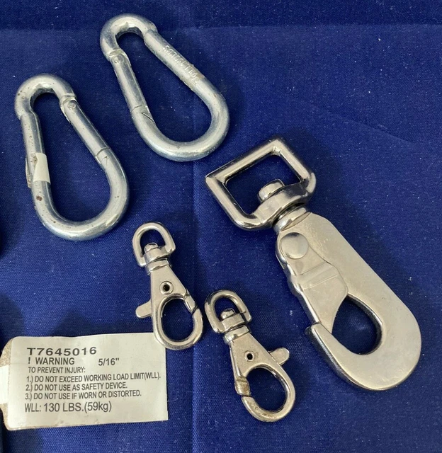 7 pc lot - 4 Spring Snap Link Clips T7645016  + 3 asst Swivel Eye Trigger Snap 2