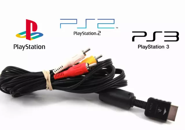 Official Genuine Sony PlayStation PS1 / PS2 / PS3 AV Cable RCA VIDEO output plug