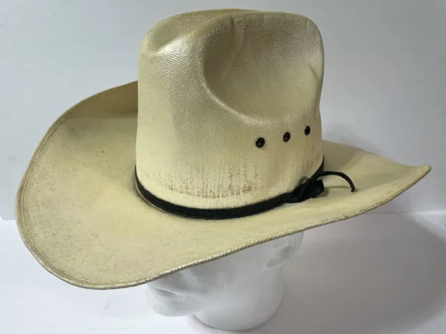 Vintage Authentic Mexican Made Straw Cowboy Hat Size 6-3/4”