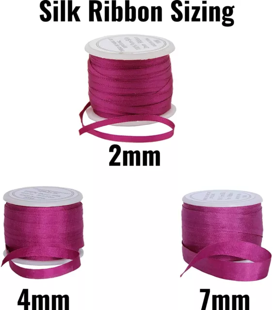 Threadart 100% Pure Silk Ribbon - 4mm Slate Blue - No. 012 - 10 Meters 3