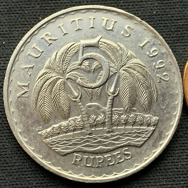 1992 Mauritius 5 Rupees Coin UNCIRCULATED  RARE CONDITION #M202