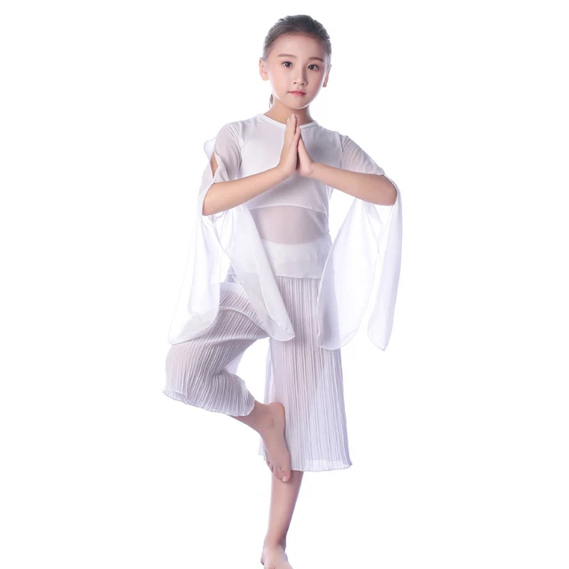 Ragazze 2 Pezzi Danza Set Balletto Yoga Top Ritagliata Pantaloni Pratica Costume