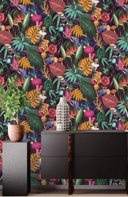 Walls Republic Wallpaper "A Tropical Soiree" Tropical Plum Removable Double Roll