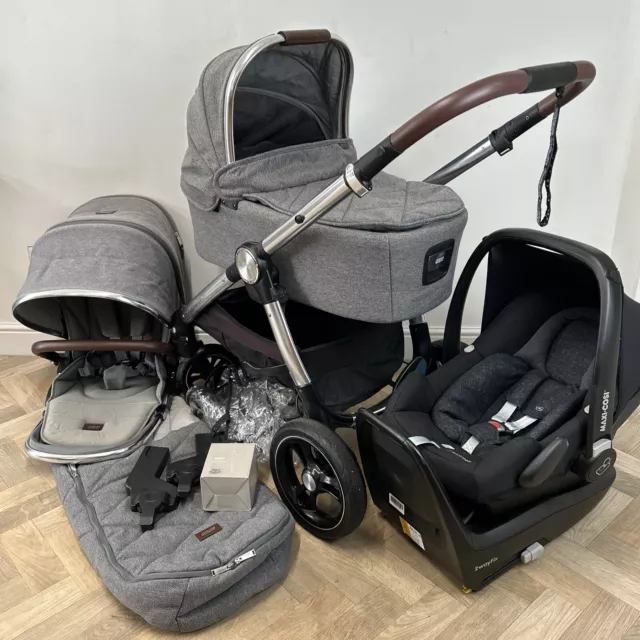 Mamas & Papas Ocarro Travel System Pushchair Carrycot & Car Seat Woven Grey