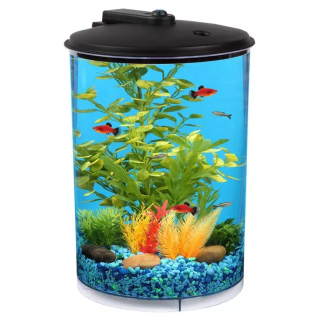 Koller Products 3 Gallon Tropical 360 View Nano Fish Tank w/ Power Filter & LED