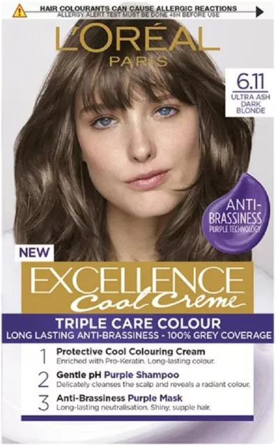 L'oreal Paris Excellence Permanent  Cool Crème 6.11 Ultra Ash Dark Blonde