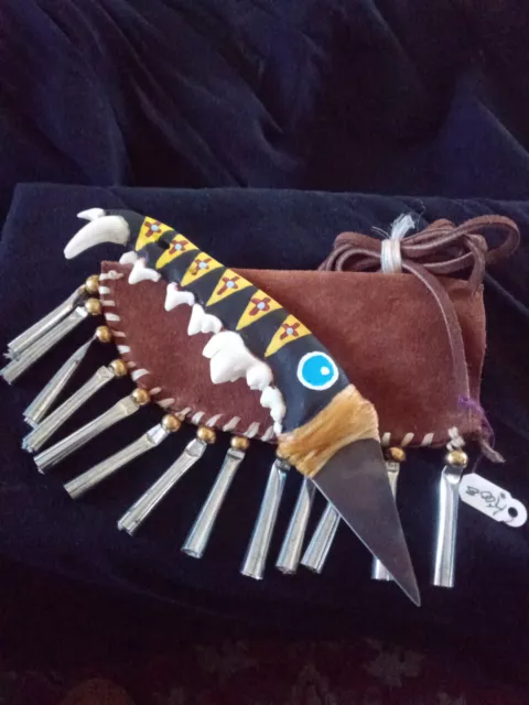 Native American Coyote Jaw Bone Knife by Robert Crying Red Bear