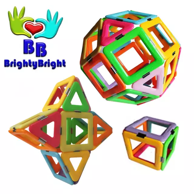 Magnetic Building Blocks Tiles 40Pc 3D Toys Educational Construction Bricks NEW