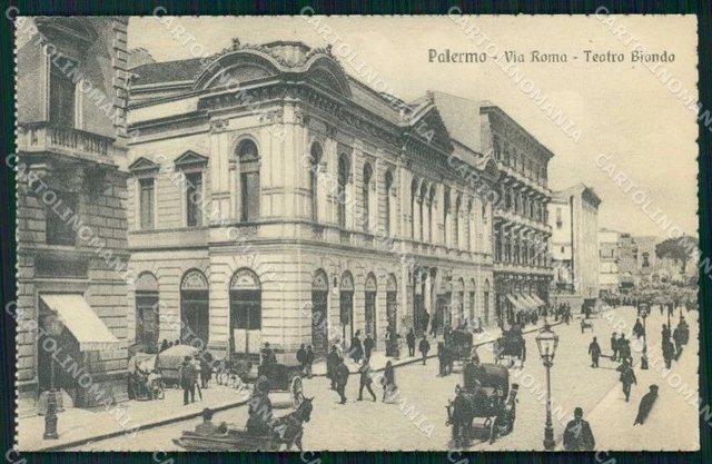 Palermo Città Via Roma Teatro Biondo cartolina RB9616