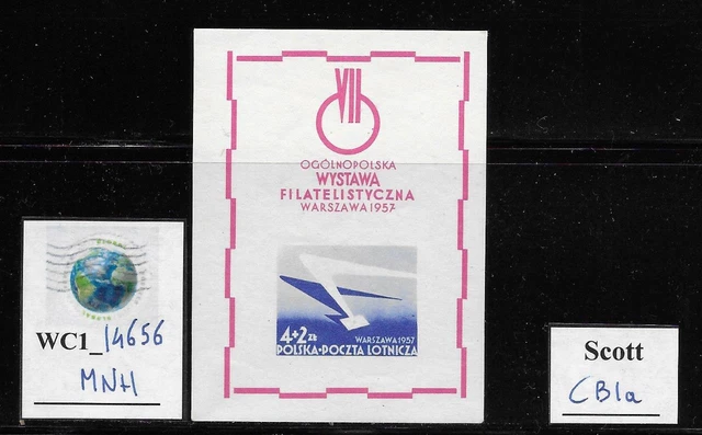WC1_14656. POLAND: 1957 7th. PHIL. EXHIB. WARSAW  souv. sht. Sc. CB1a MNH