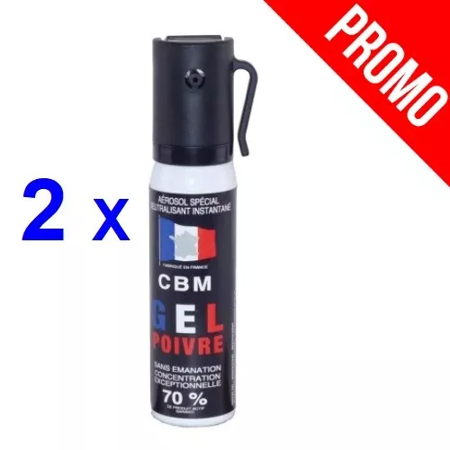 Spray Bombe lacrymogène Anti agression Gaz GEL Poi-vre 25 ML pack 2 A lire