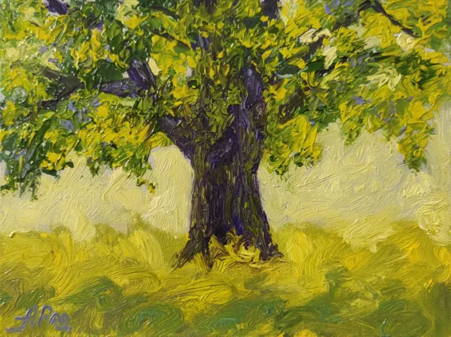 Oak Tree Painting Original Artwork Forest Oil Painting Landscape Wall Art 6x8 in