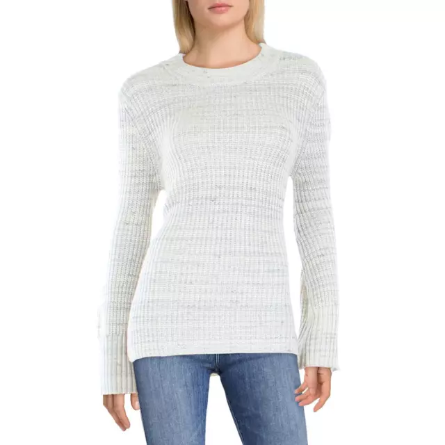 Splendid Womens Darla Gray Knit Ribbed Crewneck Sweater Top L BHFO 3859