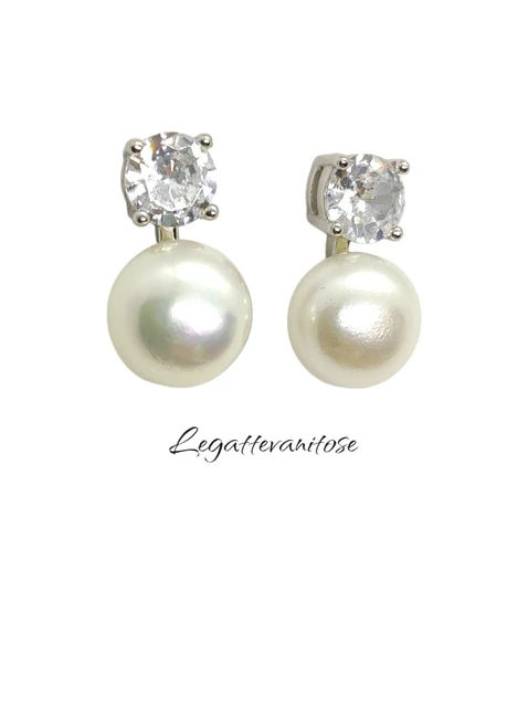 Orecchini Pendente A Fiore Con Doppia Perla, Donna, Moderni, Multicolore, TBT Gioielli