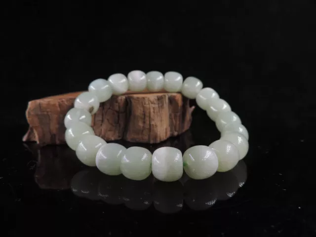 Hetian Jade Beads Bracelet Hand-Carving Jade Prayer Beads 3