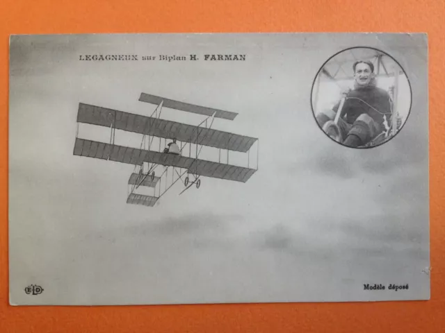 cpa AVIATION Le Pilote Georges LEGAGNEUX de PUTEAUX sur BIPLAN Henri FARMAN