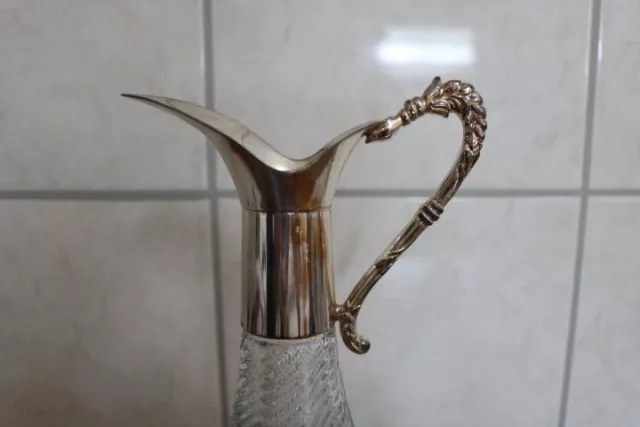 Ancienne carafe en verre et métal argenté, Alte Karaffe aus Glas und silbernem M 2