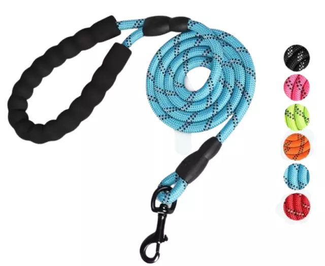 5FT Dog Leads Braided Rope Pet Leash Strong Reflective Soft Durable Nylon