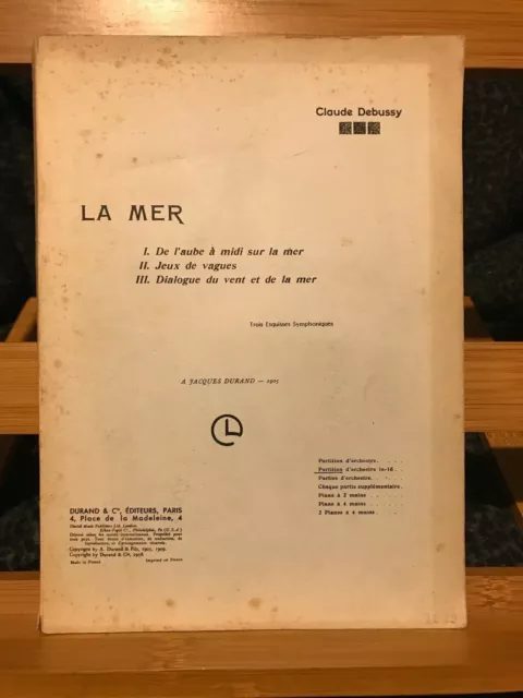 Claude Debussy La Mer partition de poche orchestre éditions Durand