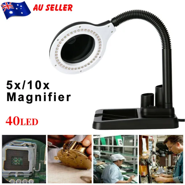5X 10X Magnifying Lamp Crafts Glass Desk 40 LED Magnifier Light Reading DIY Tool 3