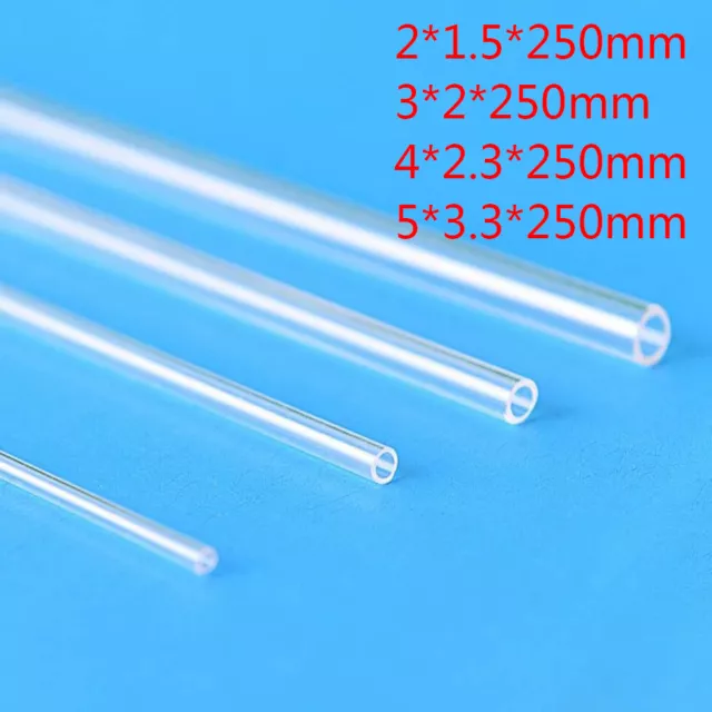 O.D 2/3/4/5mm Hollow PMMA Tubes Clear Acrylic Plastic Pipe 250mm Long Hobby DIY