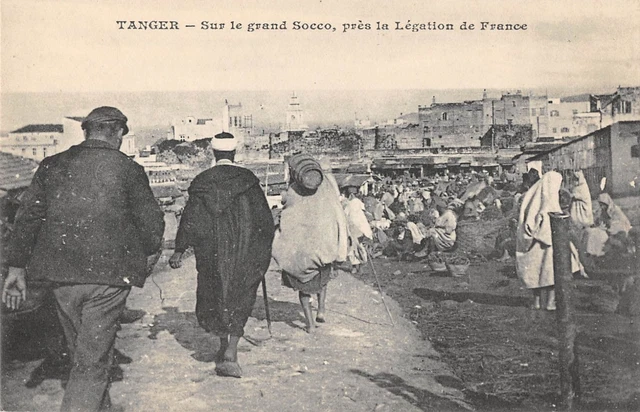 Cpa Africa Morocco On The Grand Socco Pres La Legation De France