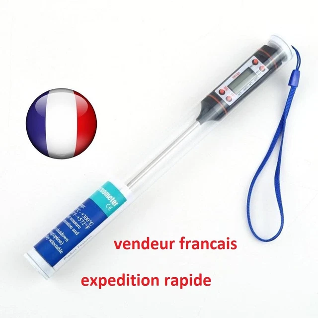 Thermomètre De Cuisine Digital à Sonde Inox - Plage -50°C à +300°C, Pile Incluse, Marque Cuisy