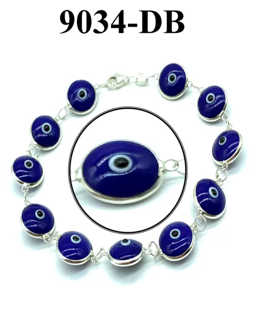 Turkish Evil Eye  Sterling Silver Classic Bracelet #9034
